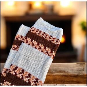 VINTAGE 1970's Handmade CROCHET Blanket/Throw/Afghan, Beautiful Fall Colors